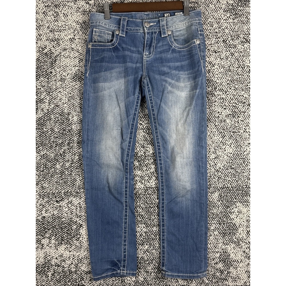 Miss Me Blue Distressed Ankle Jeans